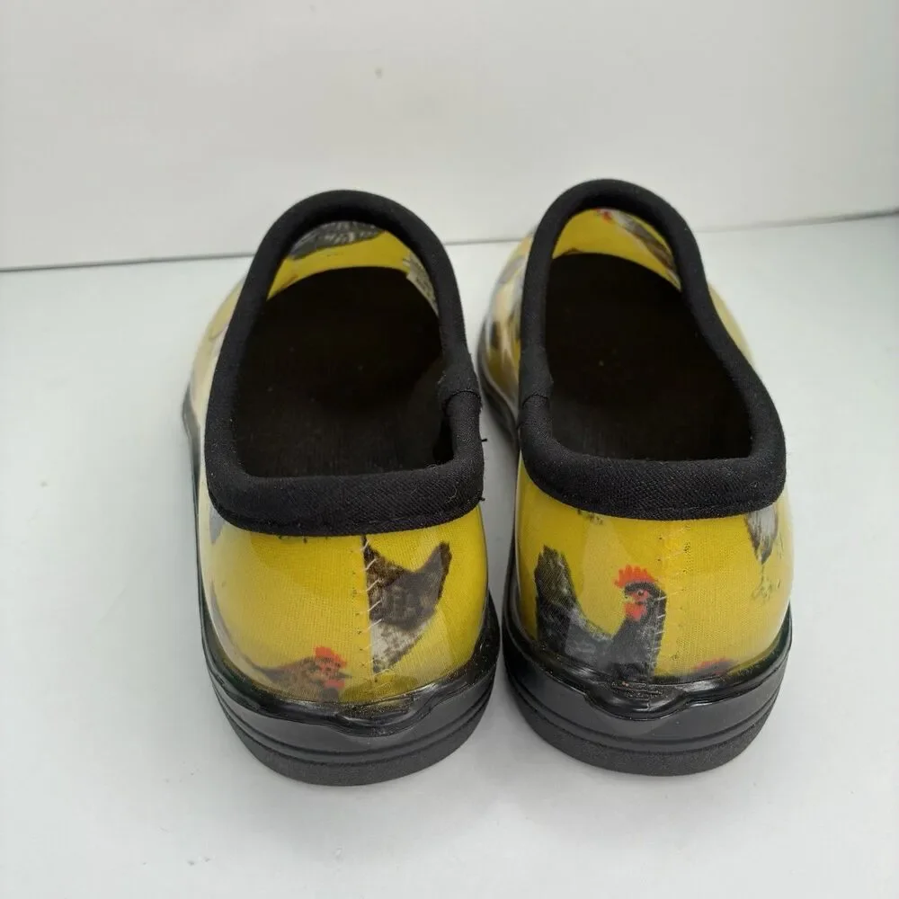 Groundwork Garden Clogs Womens Sz 8 Yellow Waterproof Shoes Chickens Hens